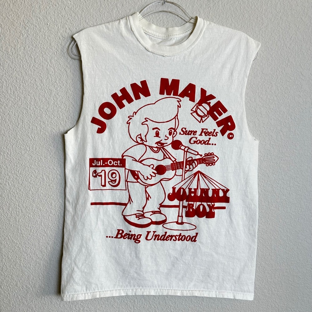 John Mayer Johnny Boy Tour Tank Top White Sleeveless Muscle Tee Mens Size M